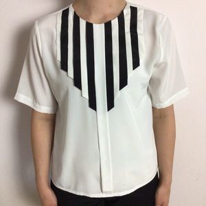 Vintage Nicola Petites White W/Striped Bib 6p - image 1